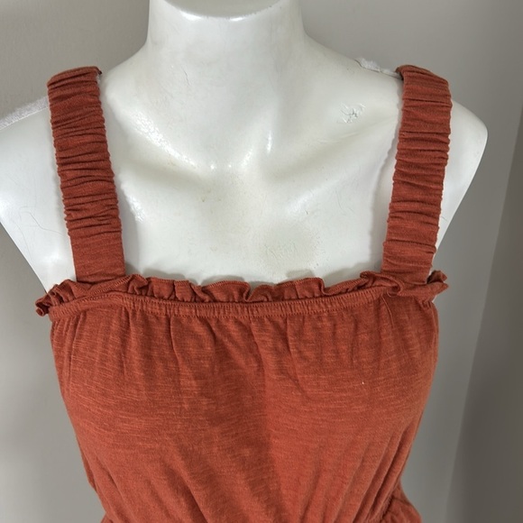 MARINE LAYER Dylan Smocked Sleeveless Top BAKED CLAY Orange Red Sz XS NEW - Picture 5 of 11